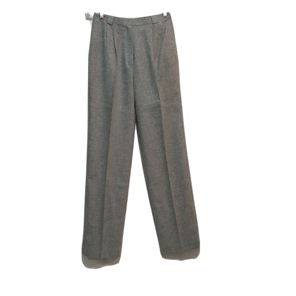 Vintage Womens Wool Pants Slacks Size Tag 11/12 Pleated Straight Leg Gray 27/32